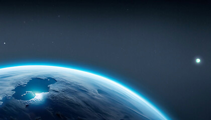 Fototapeta na wymiar blue earth seen from the moon surface