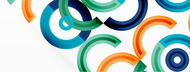 Circles are arranged in a grid pattern abstract background and feature a range of different colors, including shades of various colors. Template for wallpaper, banner, presentation, background