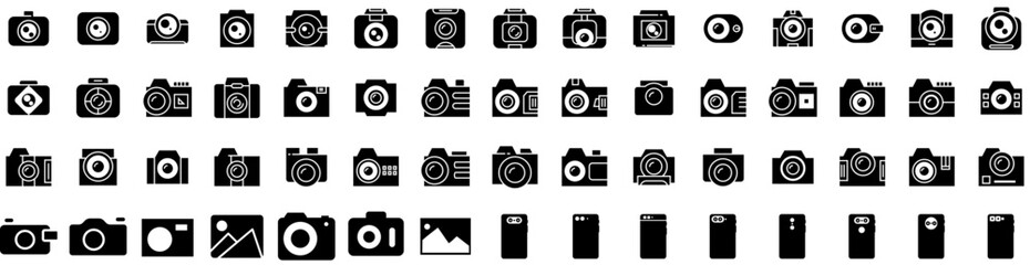 Set Of Photo Icons Isolated Silhouette Solid Icon With Frame, Blank, Photo, Design, Paper, Background, Picture Infographic Simple Vector Illustration Logo
