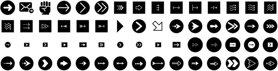 Set Of Right Icons Isolated Silhouette Solid Icon With Symbol, Right, Icon, Illustration, Sign, Vector, Concept Infographic Simple Vector Illustration Logo