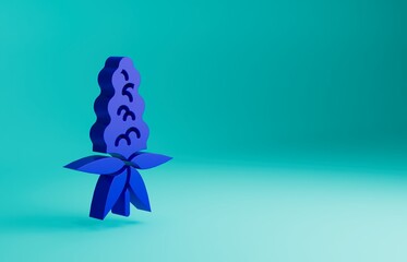Blue Lupine flower icon isolated on blue background. Minimalism concept. 3D render illustration