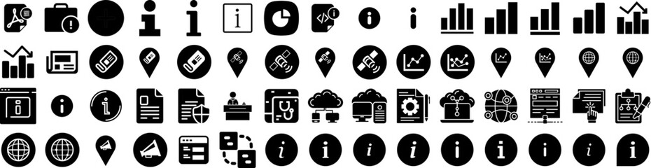 Set Of Information Icons Isolated Silhouette Solid Icon With Information, Web, Communication, Icon, Technology, Internet, Concept Infographic Simple Vector Illustration Logo