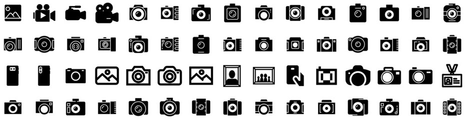 Set Of Photo Icons Isolated Silhouette Solid Icon With Picture, Photo, Frame, Background, Design, Paper, Blank Infographic Simple Vector Illustration Logo