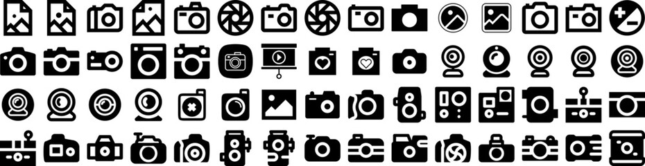 Set Of Photography Icons Isolated Silhouette Solid Icon With Technology, Photography, Lens, Photo, Camera, Digital, Photographer Infographic Simple Vector Illustration Logo
