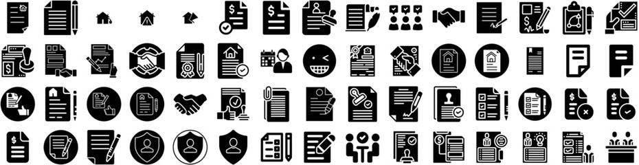 Set Of Agreement Icons Isolated Silhouette Solid Icon With Concept, Business, Businessman, Contract, Deal, Hand, Agreement Infographic Simple Vector Illustration Logo