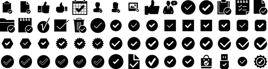 Set Of Confirm Icons Isolated Silhouette Solid Icon With Illustration, Success, Confirm, Business, Concept, Vector, Confirmation Infographic Simple Vector Illustration Logo