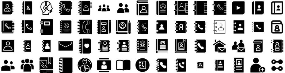 Set Of Contacts Icons Isolated Silhouette Solid Icon With Phone, Contact, Telephone, Communication, Web, Internet, Icon Infographic Simple Vector Illustration Logo