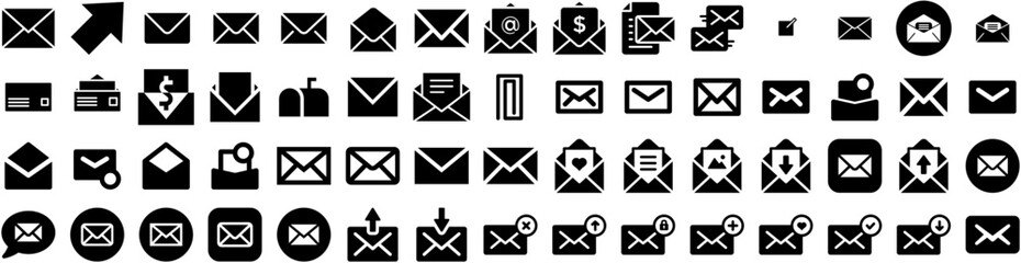 Set Of Email Icons Isolated Silhouette Solid Icon With Mail, Business, Internet, Vector, Message, Email, Web Infographic Simple Vector Illustration Logo