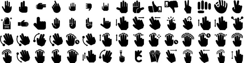Set Of Fingers Icons Isolated Silhouette Solid Icon With Hand, Touch, Sign, Point, Isolated, Finger, Symbol Infographic Simple Vector Illustration Logo
