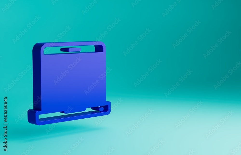 Poster blue laptop icon isolated on blue background. computer notebook with empty screen sign. minimalism c