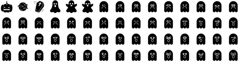 Set Of Horror Icons Isolated Silhouette Solid Icon With Horror, Halloween, Black, Creepy, Scary, Background, Dark Infographic Simple Vector Illustration Logo