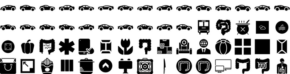 Set Of Large Icons Isolated Silhouette Solid Icon With Illustration, Business, Large, Background, Design, Modern, White Infographic Simple Vector Illustration Logo