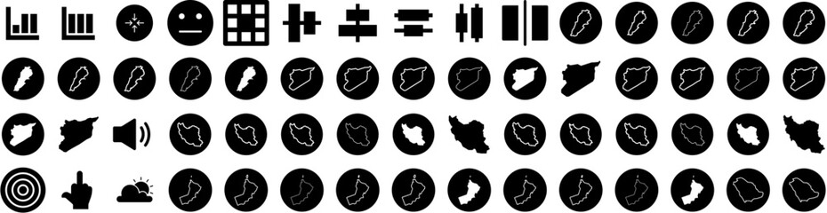 Set Of Middle Icons Isolated Silhouette Solid Icon With People, Cheerful, Middle, Smile, Mature, Happy, Woman Infographic Simple Vector Illustration Logo