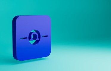 Blue Ohmmeter icon isolated on blue background. Minimalism concept. 3D render illustration