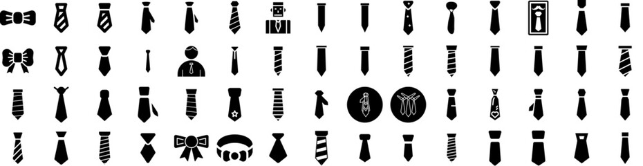 Set Of Necktie Icons Isolated Silhouette Solid Icon With Clothes, Tie, Background, Isolated, Fashion, Necktie, Business Infographic Simple Vector Illustration Logo