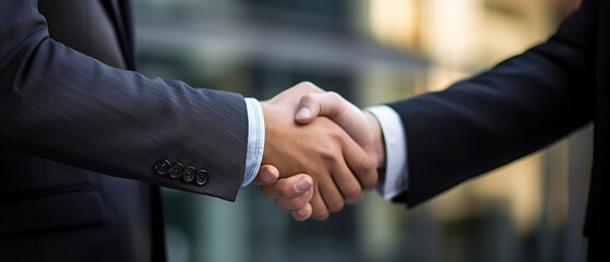 Another deal done. Closeup shot of a two businesspeople shaking hands. Generative Ai
