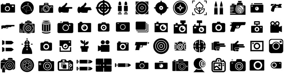 Set Of Shoot Icons Isolated Silhouette Solid Icon With Comet, Sky, Star, Abstract, Black, Background, Shooting Infographic Simple Vector Illustration Logo