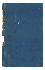 Vintage background of old blue book paper texture with scratches