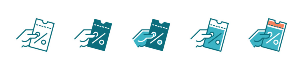 Hand holding a discount coupon icon sale tag promotion for shopping symbol illustration ticket voucher market vector design