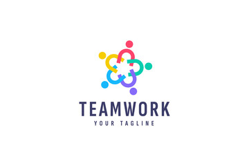 Fototapeta premium teamwork company logo vector icon illustration