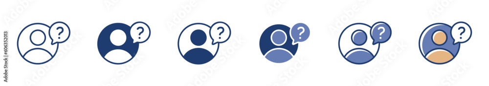Poster ask question for help information icon set vector faq online support community illustration symbol d