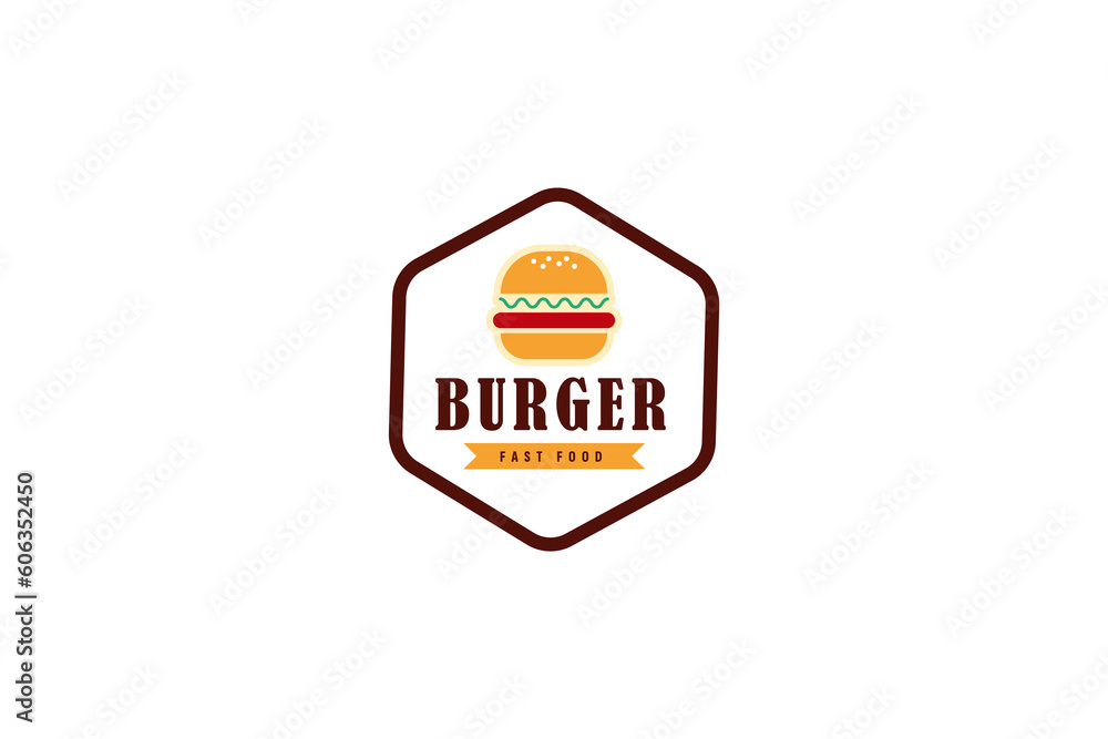 Sticker burger logo vector icon illustration