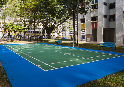 Recreational badminton court, multipurpose outdoor court in a residential neighbourhood in Singapore