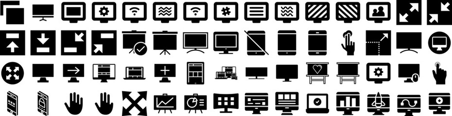 Set Of Screen Icons Isolated Silhouette Solid Icon With Computer, Device, Technology, Display, Digital, Screen, Blank Infographic Simple Vector Illustration Logo