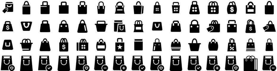 Set Of Shopping Icons Isolated Silhouette Solid Icon With Shop, Discount, Store, Sale, Buy, Banner, Business Infographic Simple Vector Illustration Logo