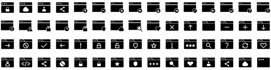 Set Of Website Icons Isolated Silhouette Solid Icon With Illustration, Internet, Vector, Network, Site, Website, Web Infographic Simple Vector Illustration Logo