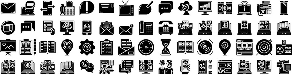 Set Of Communication Icons Isolated Silhouette Solid Icon With Information, Concept, Communication, Connection, Chat, People, Business Infographic Simple Vector Illustration Logo