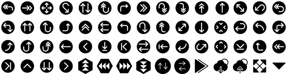 Set Of Arrows Icons Isolated Silhouette Solid Icon With Sign, Collection, Symbol, Set, Arrow, Design, Vector Infographic Simple Vector Illustration Logo