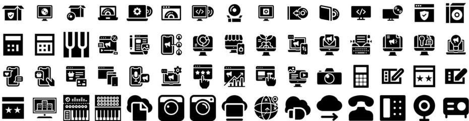 Set Of Digital Icons Isolated Silhouette Solid Icon With Business, Concept, Network, Data, Digital, Technology, Background Infographic Simple Vector Illustration Logo