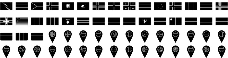 Set Of European Icons Isolated Silhouette Solid Icon With Europe, Flag, Union, Country, European, Symbol, Eu Infographic Simple Vector Illustration Logo