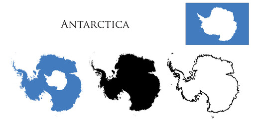 Antarctica Flag and map illustration vector - obrazy, fototapety, plakaty