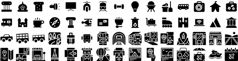 Set Of Journey Icons Isolated Silhouette Solid Icon With Journey, Business, Road, Concept, Path, Vector, Process Infographic Simple Vector Illustration Logo