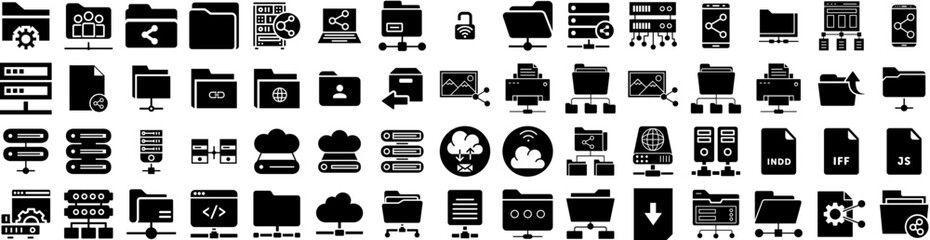 Set Of Shared Icons Isolated Silhouette Solid Icon With Icon, Social, Web, Symbol, Internet, Media, Share Infographic Simple Vector Illustration Logo