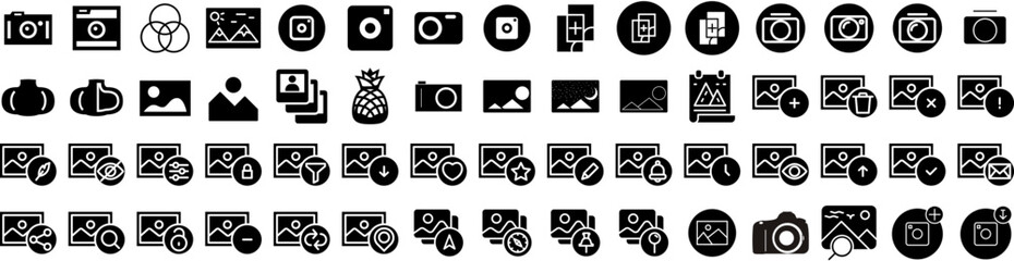 Set Of Image Icons Isolated Silhouette Solid Icon With Photo, Design, Frame, Image, Picture, Web, Vector Infographic Simple Vector Illustration Logo