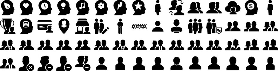 Set Of People Icons Isolated Silhouette Solid Icon With Female, Office, Business, Person, Team, People, Group Infographic Simple Vector Illustration Logo