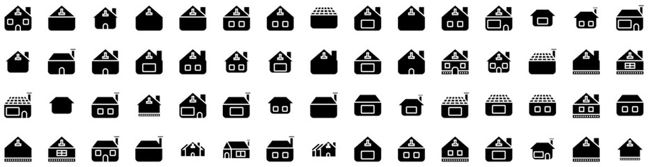 Set Of Building Icons Isolated Silhouette Solid Icon With City, Construction, Office, Urban, Business, Building, Architecture Infographic Simple Vector Illustration Logo
