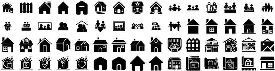 Set Of House Icons Isolated Silhouette Solid Icon With Residential, Architecture, Home, Property, Estate, House, Building Infographic Simple Vector Illustration Logo