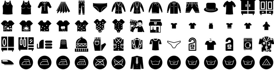 Set Of Clothes Icons Isolated Silhouette Solid Icon With Clothing, Clothes, Style, Fabric, Fashion, Cloth, Background Infographic Simple Vector Illustration Logo