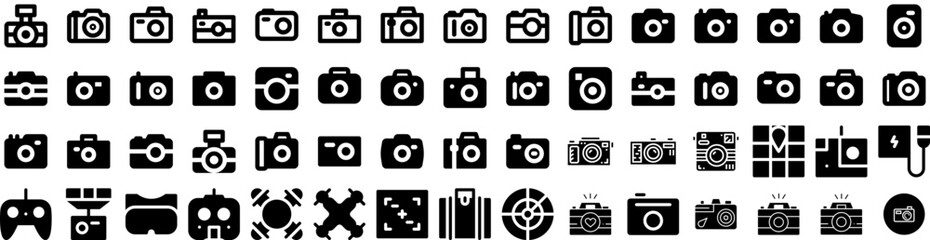 Set Of Photography Icons Isolated Silhouette Solid Icon With Lens, Photography, Technology, Digital, Photographer, Camera, Photo Infographic Simple Vector Illustration Logo
