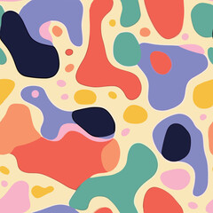 colorful abstract organic shape print seamless pattern illustration in retro style