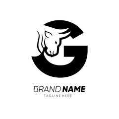 Letter G Bull Animal Logo Design Vector Icon Graphic Emblem Illustration 