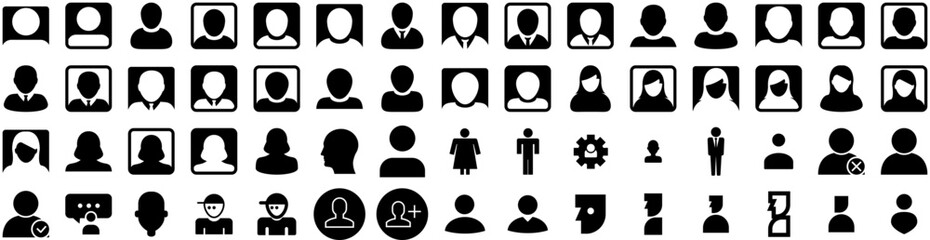 Set Of Person Icons Isolated Silhouette Solid Icon With Group, Business, Female, People, Team, Office, Person Infographic Simple Vector Illustration Logo
