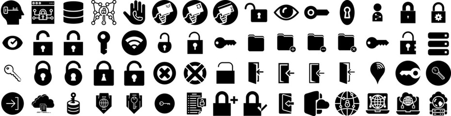 Set Of Access Icons Isolated Silhouette Solid Icon With Accessibility, Symbol, Technology, Security, Concept, Access, Digital Infographic Simple Vector Illustration Logo
