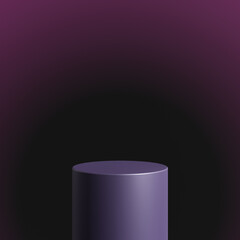 Empty purple podium with gradient background. Podium with abstract scene with purple background