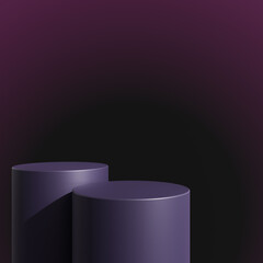 Empty purple podium with gradient background. Podium with abstract scene with purple background