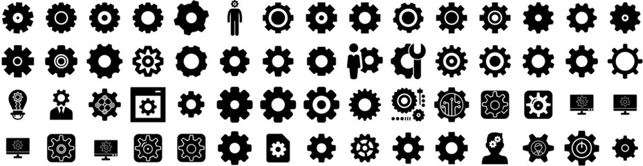 Set Of Cogwheel Icons Isolated Silhouette Solid Icon With Cog, Cogwheel, Gear, Wheel, Machine, Icon, Vector Infographic Simple Vector Illustration Logo